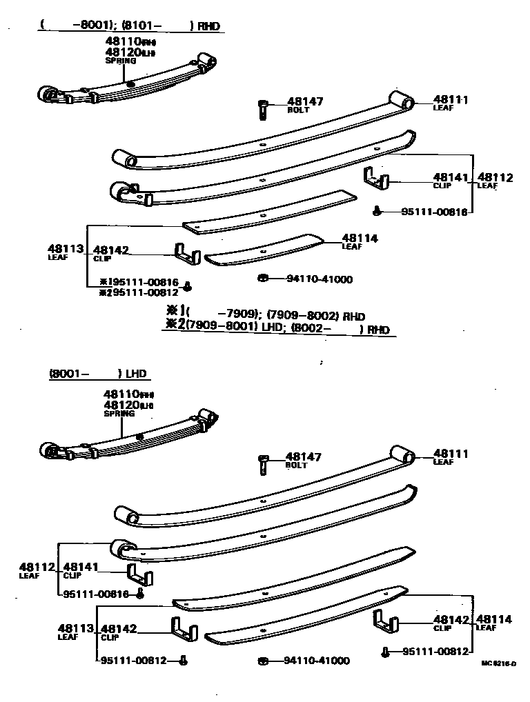 Toyota HILUX Front Spring & Shock Absorber EPC diagram — MC6216D