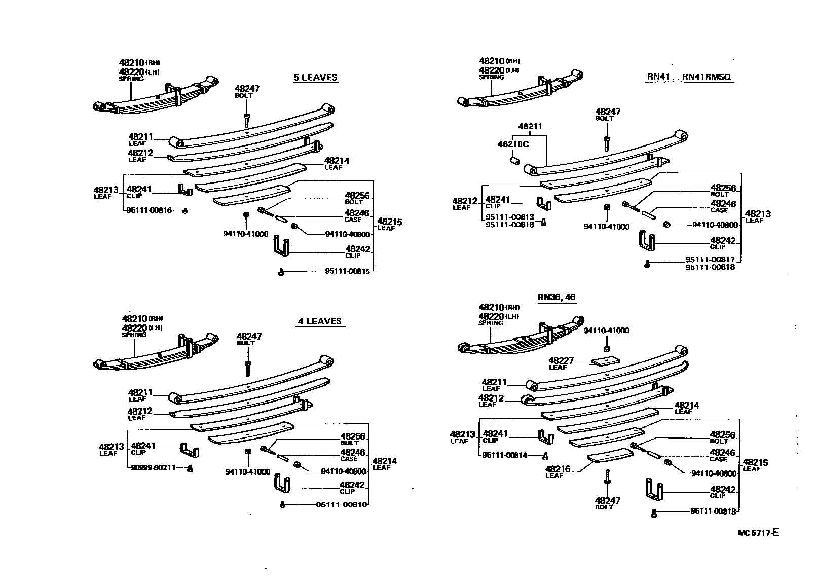 Toyota HILUX Rear Spring & Shock Absorber EPC diagram — MC5717E