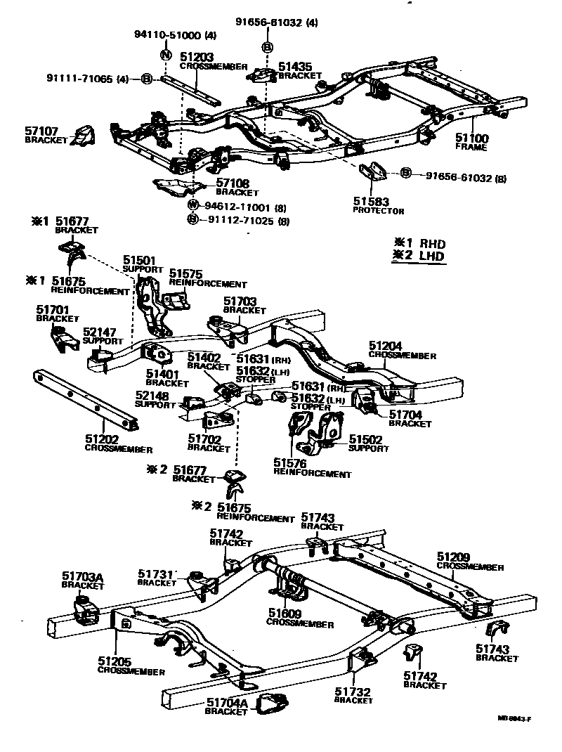 Toyota HILUX 车架 EPC diagram — MB8843F