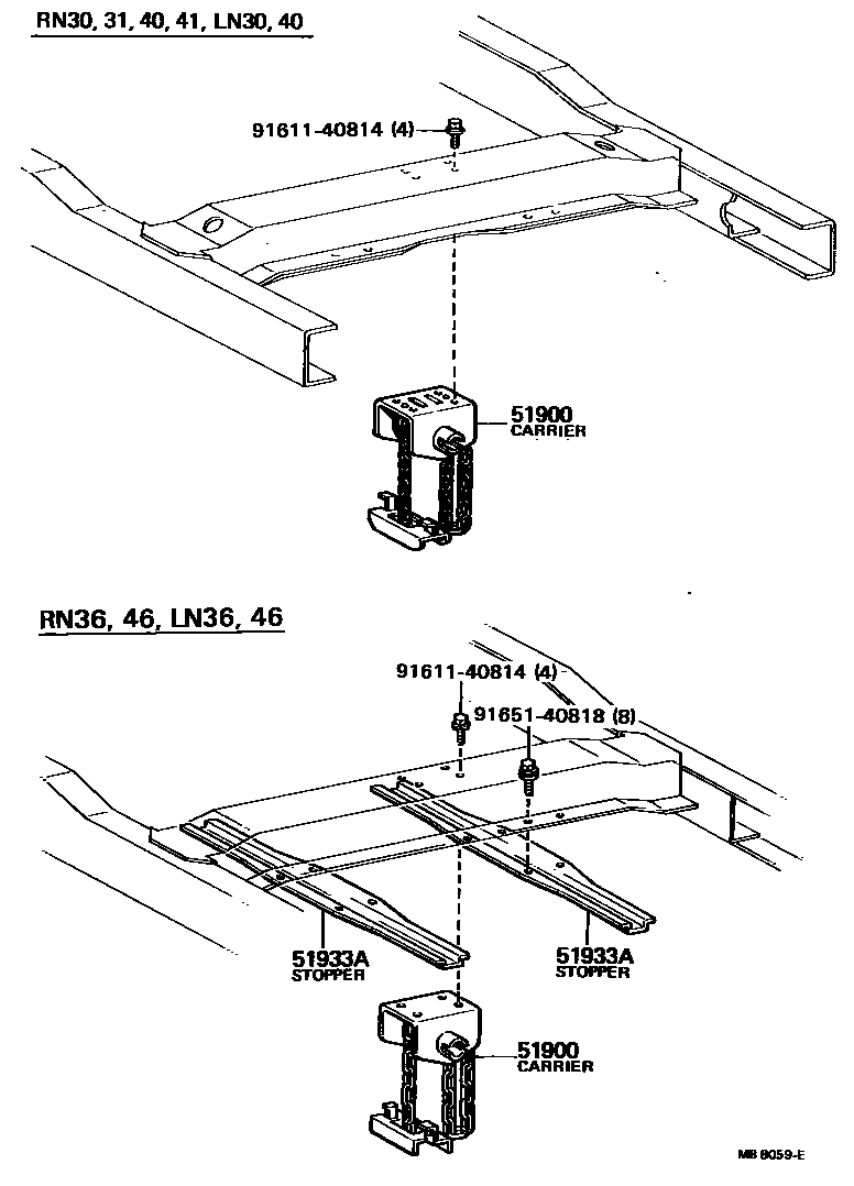 Toyota HILUX Spare tire rack EPC diagram — MB8059E