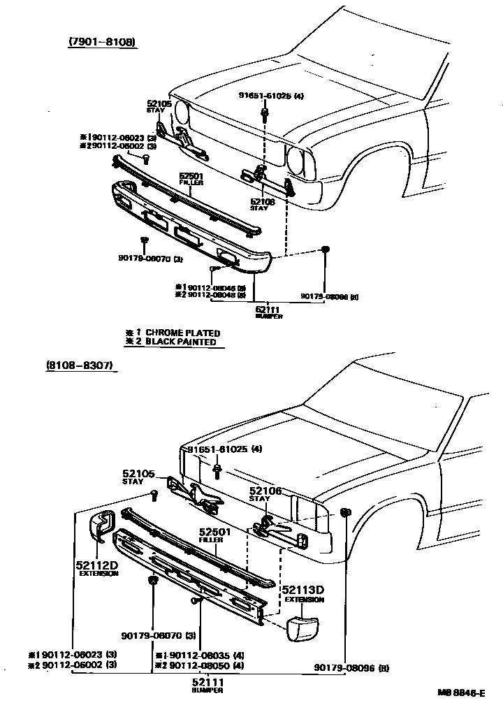 Toyota HILUX 前保险杠及附件 EPC diagram — MB8846E
