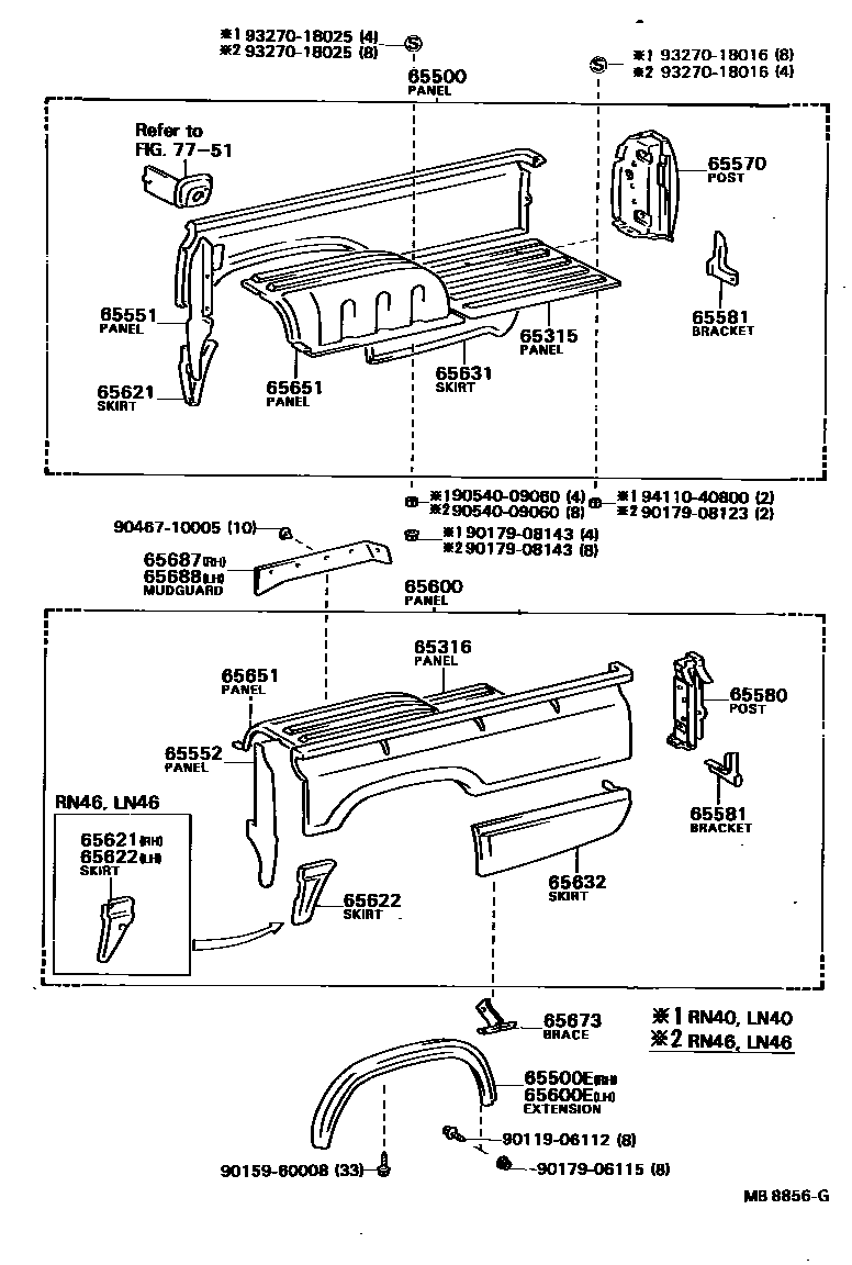 Toyota HILUX 后车身侧面板 EPC diagram — MB8856G