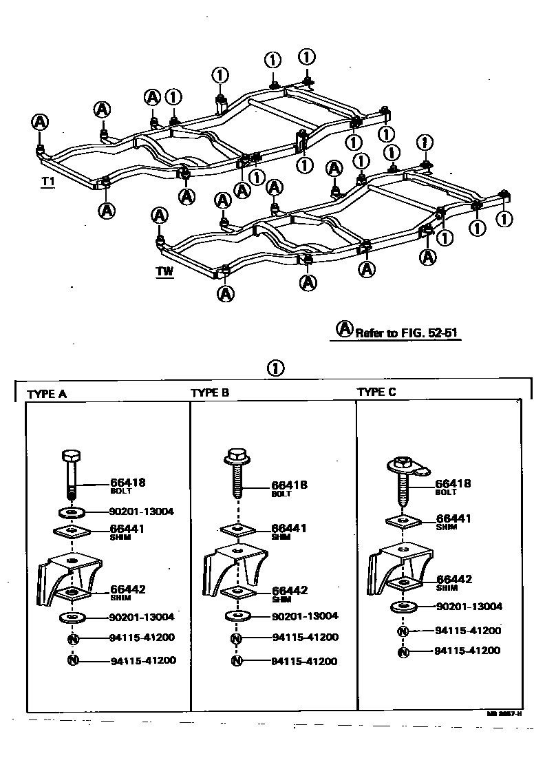 Toyota HILUX 后车身悬置 EPC diagram — MB8857H