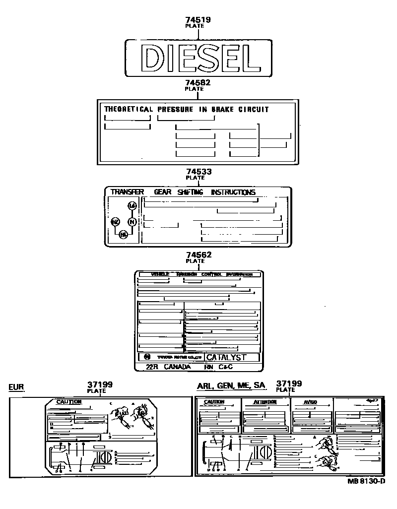 Toyota HILUX warning nameplate EPC diagram — MB8130D