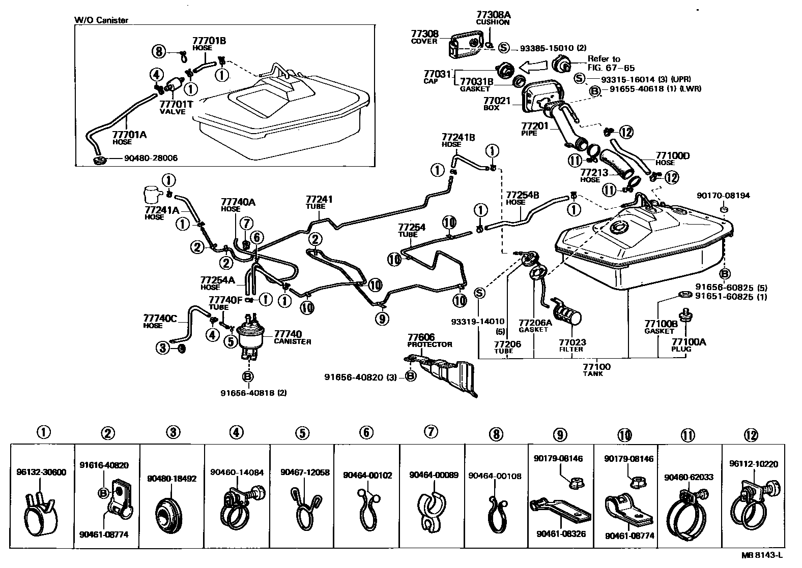 Toyota HILUX 燃油箱和燃油管 EPC diagram — MB8143L