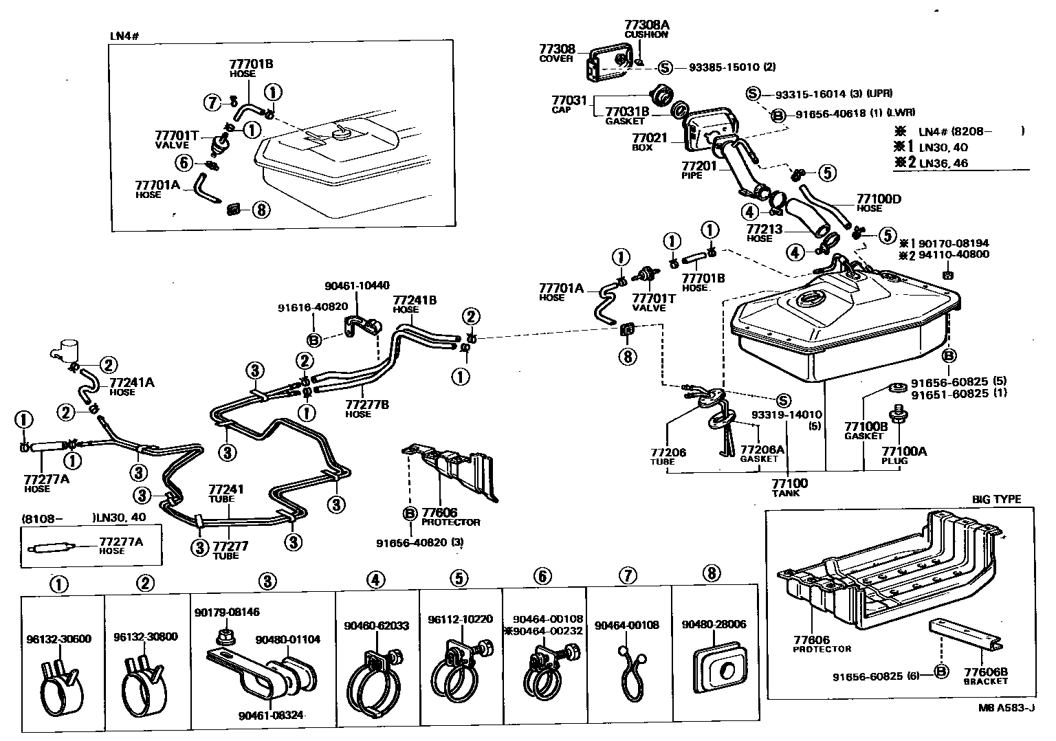 Toyota HILUX 燃油箱和燃油管 EPC diagram — MBA583J