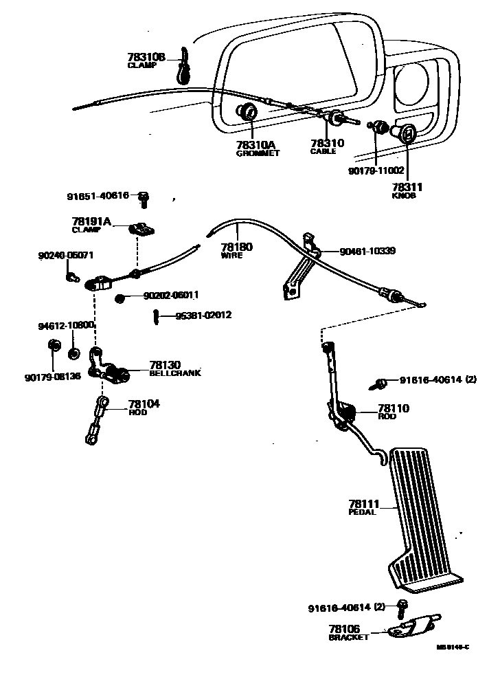 Toyota HILUX accelerator pedal connecting rod EPC diagram — MB8146C