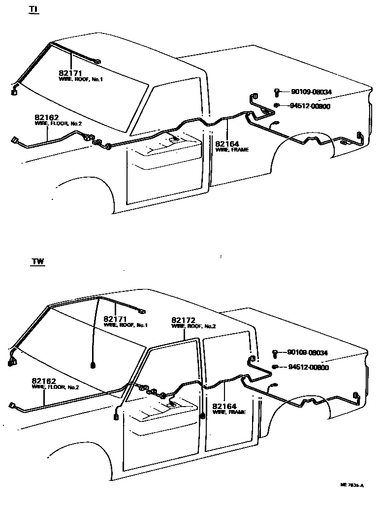 Toyota HILUX 线束和卡夹 EPC diagram — ME7635A