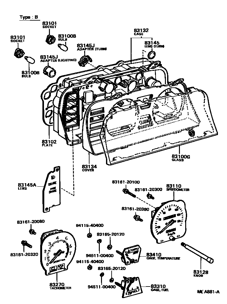 Toyota HILUX 仪表 EPC diagram — MEA881A