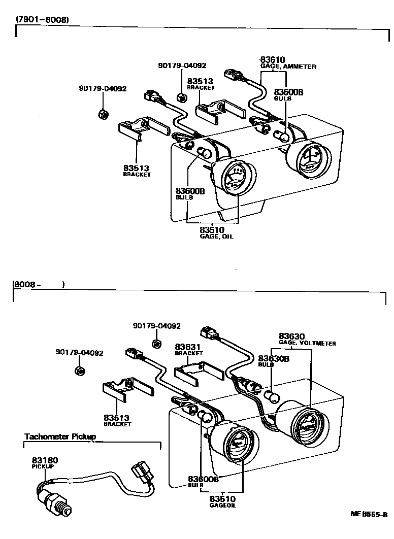 Toyota HILUX 仪表 EPC diagram — MEB555B