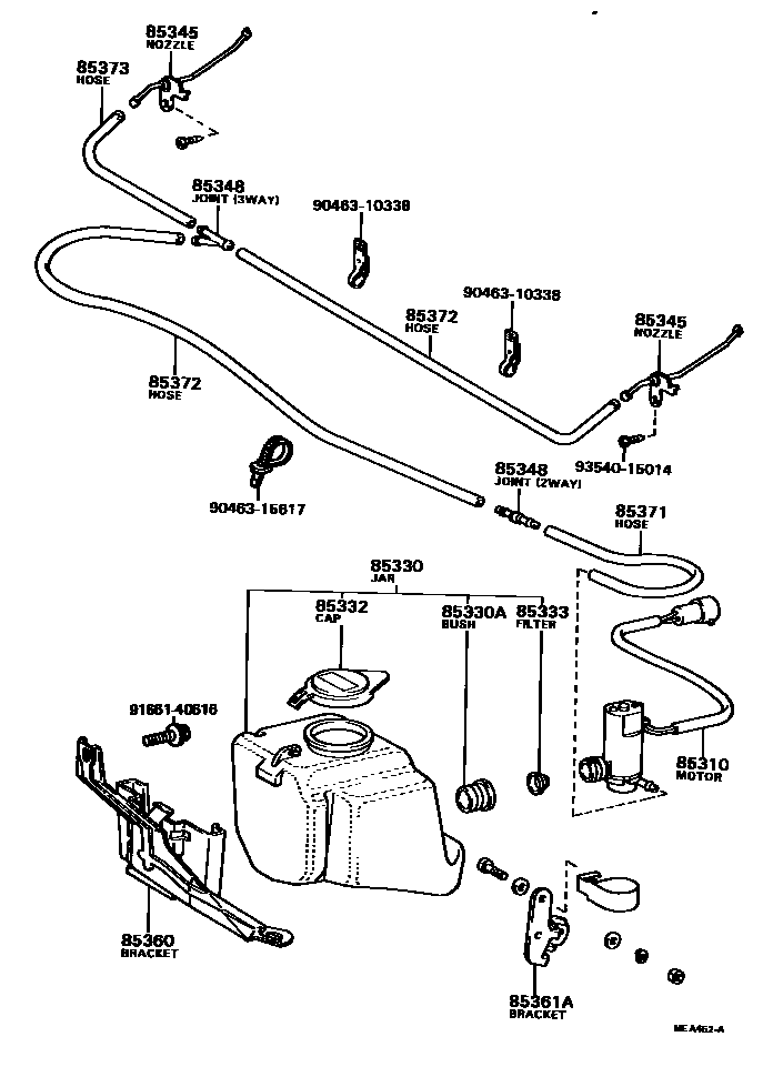 Toyota HILUX 挡风玻璃清洗器 EPC diagram — MEA452A