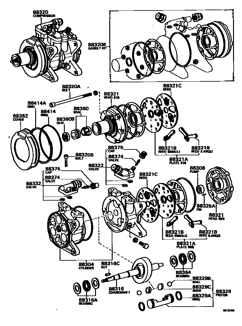 Toyota HILUX Heating & Air Conditioning - Compressor EPC diagram — MEB189