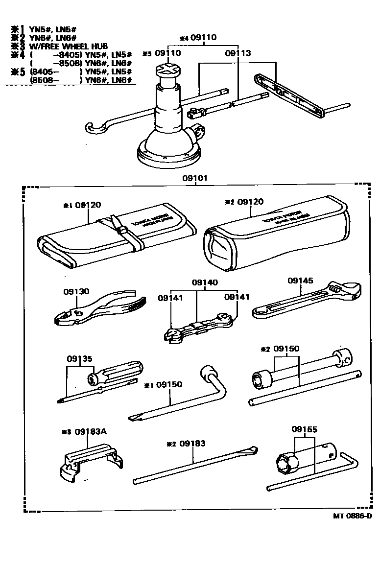 Toyota HILUX Standard Tools EPC diagram — MT0886D
