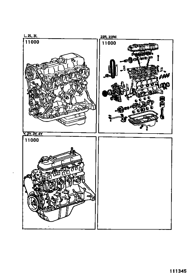 Toyota HILUX Partial Engine Assembly EPC diagram — 111345