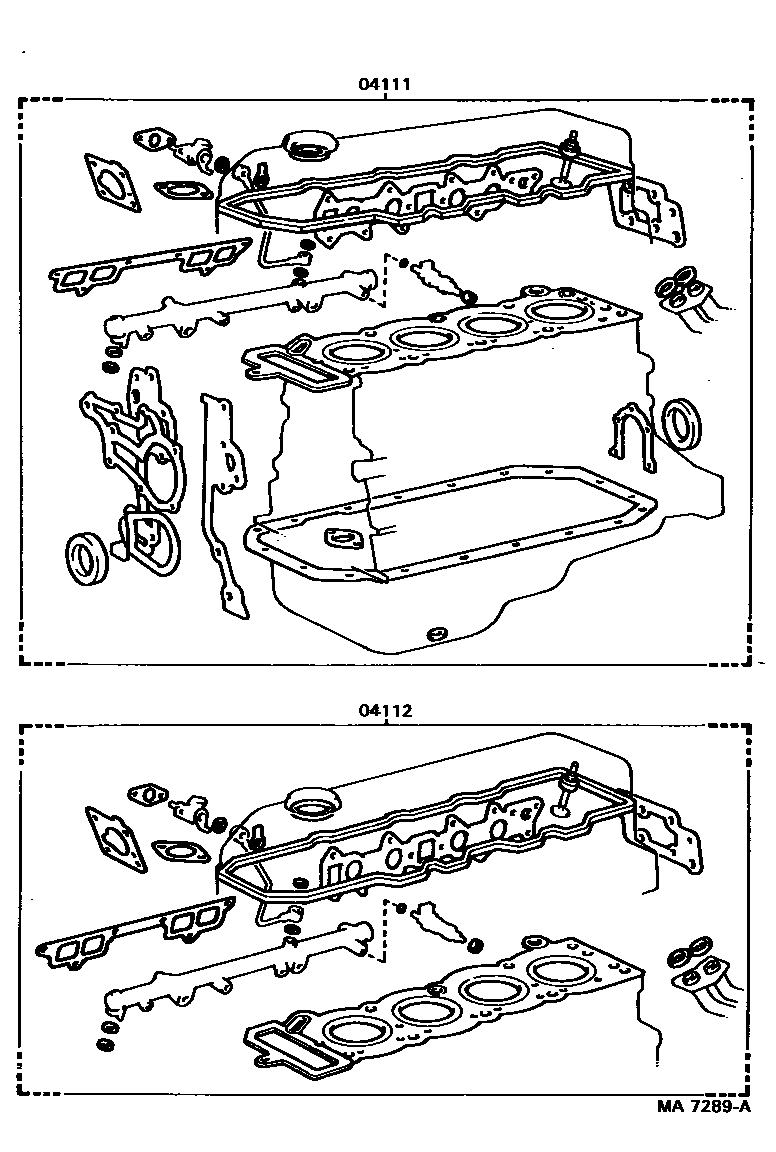 Toyota HILUX Engine Overhaul Gasket Kit EPC diagram — MA7289A