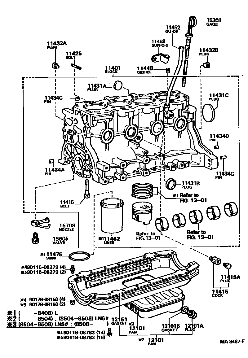 Toyota HILUX Cylinder Block EPC diagram — MA8487F