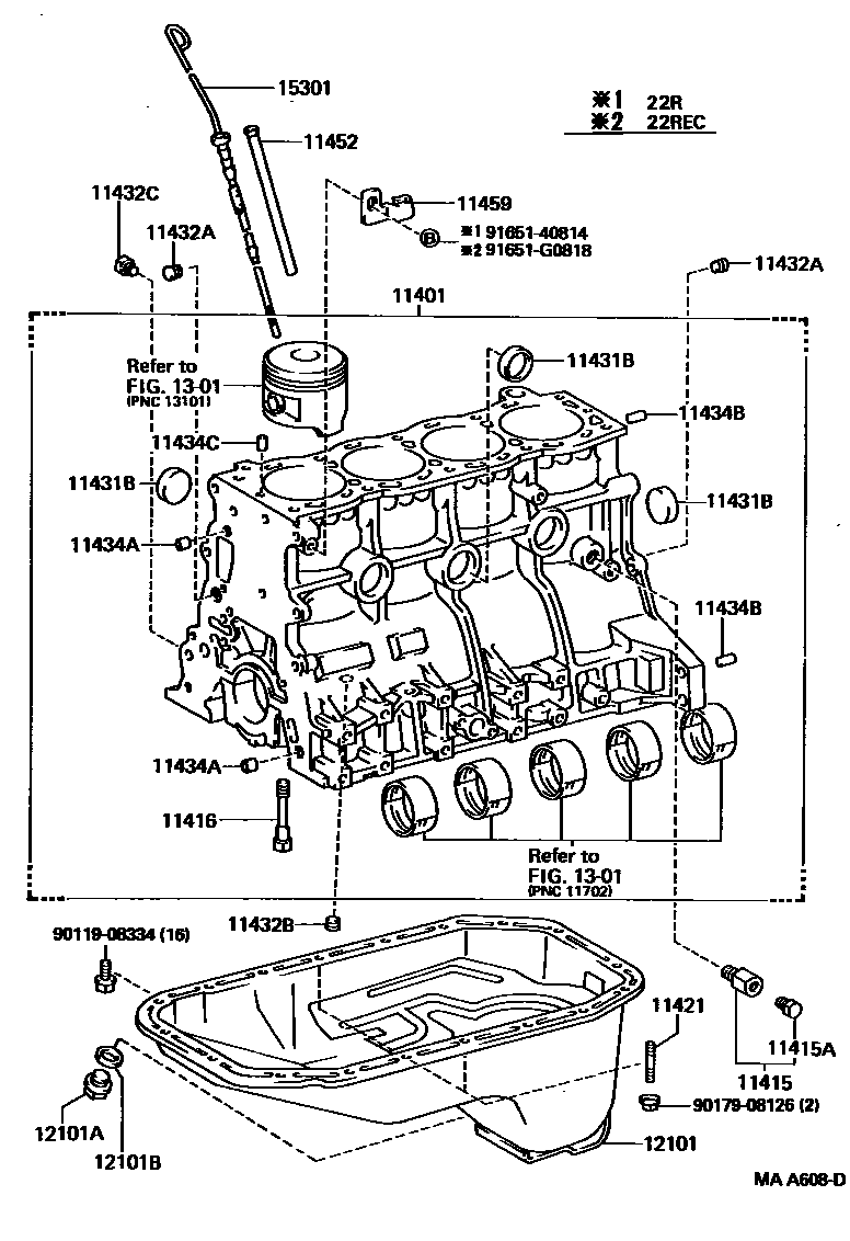 Toyota HILUX Cylinder Block EPC diagram — MAA608D