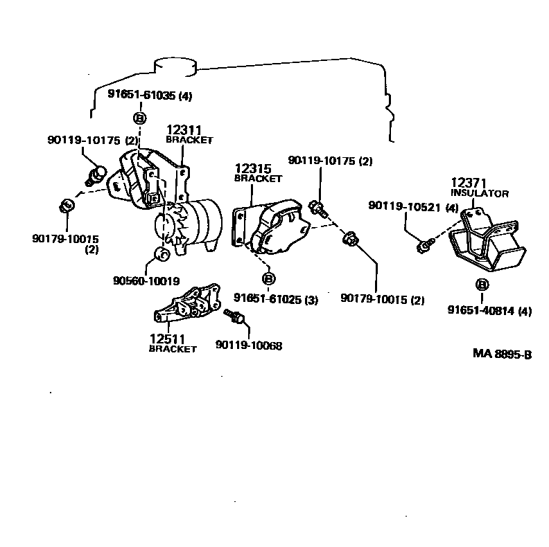 Toyota HILUX Engine Mounting EPC diagram — MA8895B