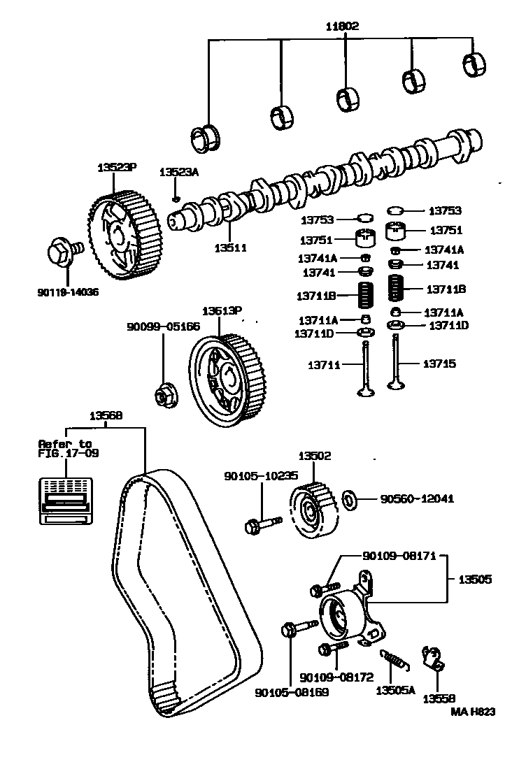 Toyota HILUX Camshaft & Valve EPC diagram — MAH823