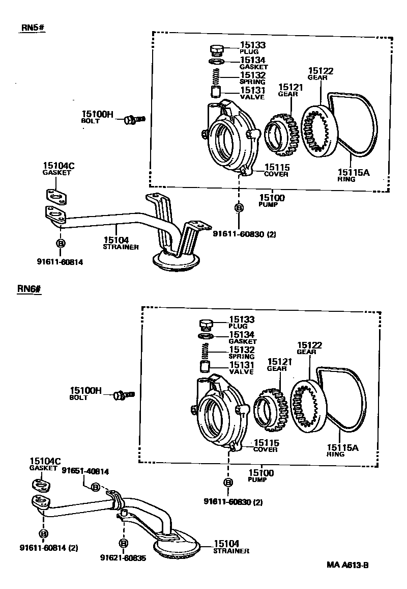 Toyota HILUX Engine Oil Pump EPC diagram — MAA613B