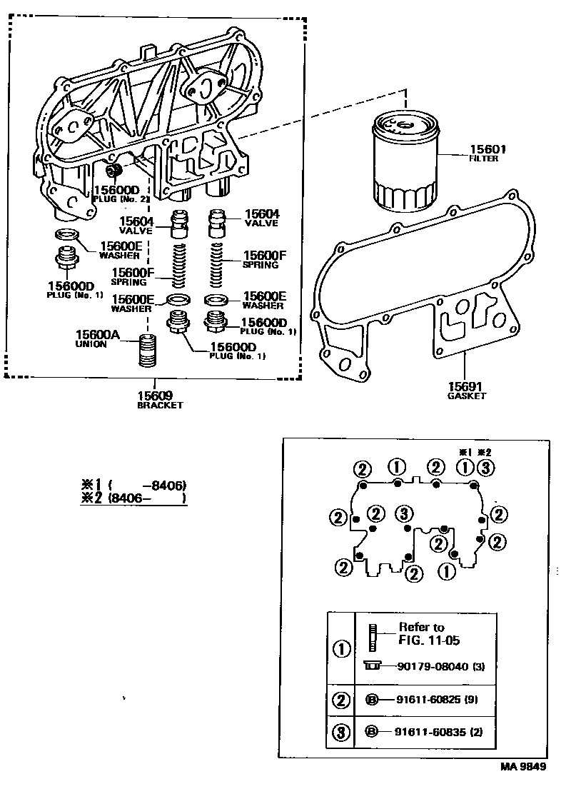 Toyota HILUX Oil Filter EPC diagram — MA9849