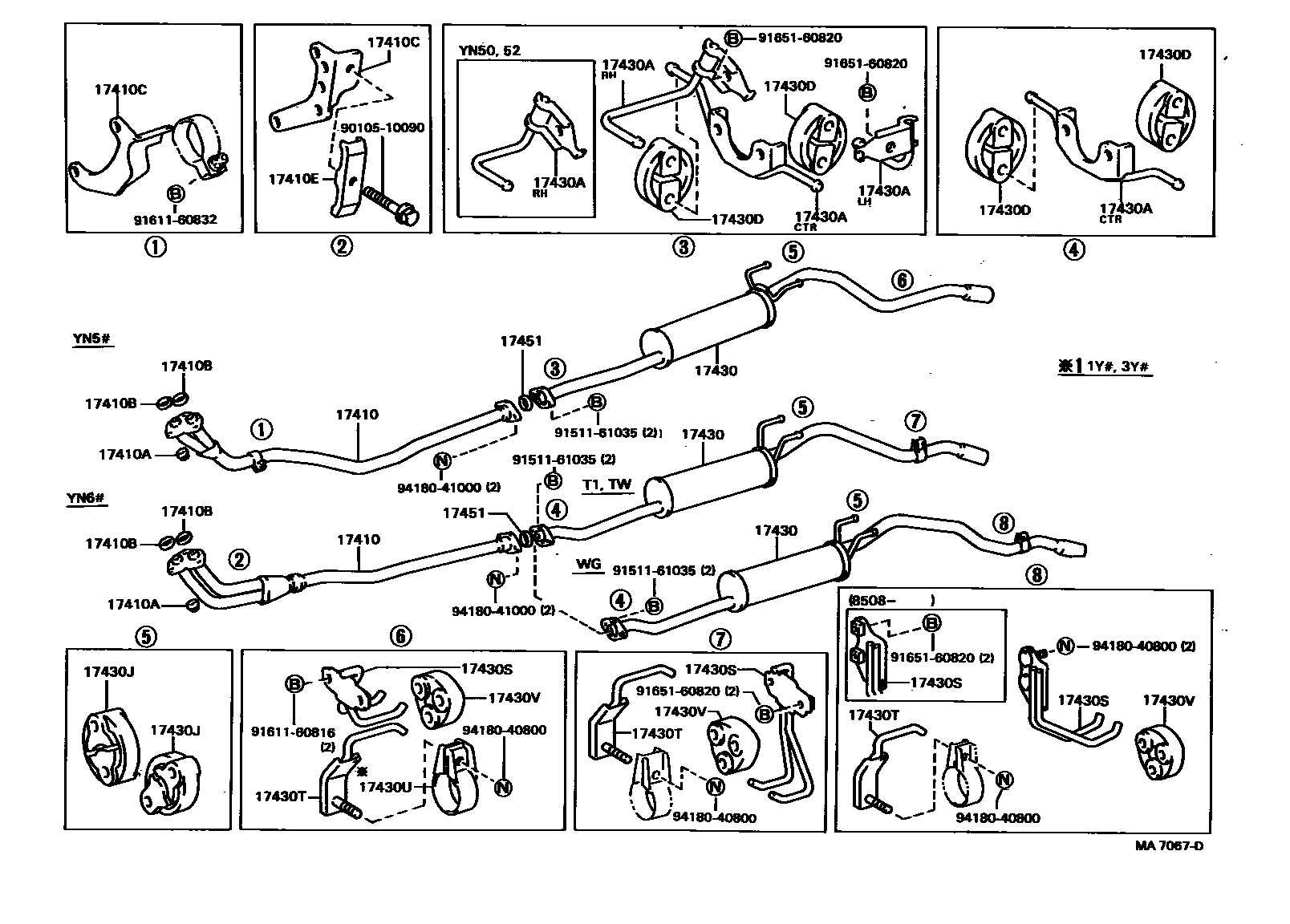 Toyota HILUX Exhaust Pipe EPC diagram — MA7067D