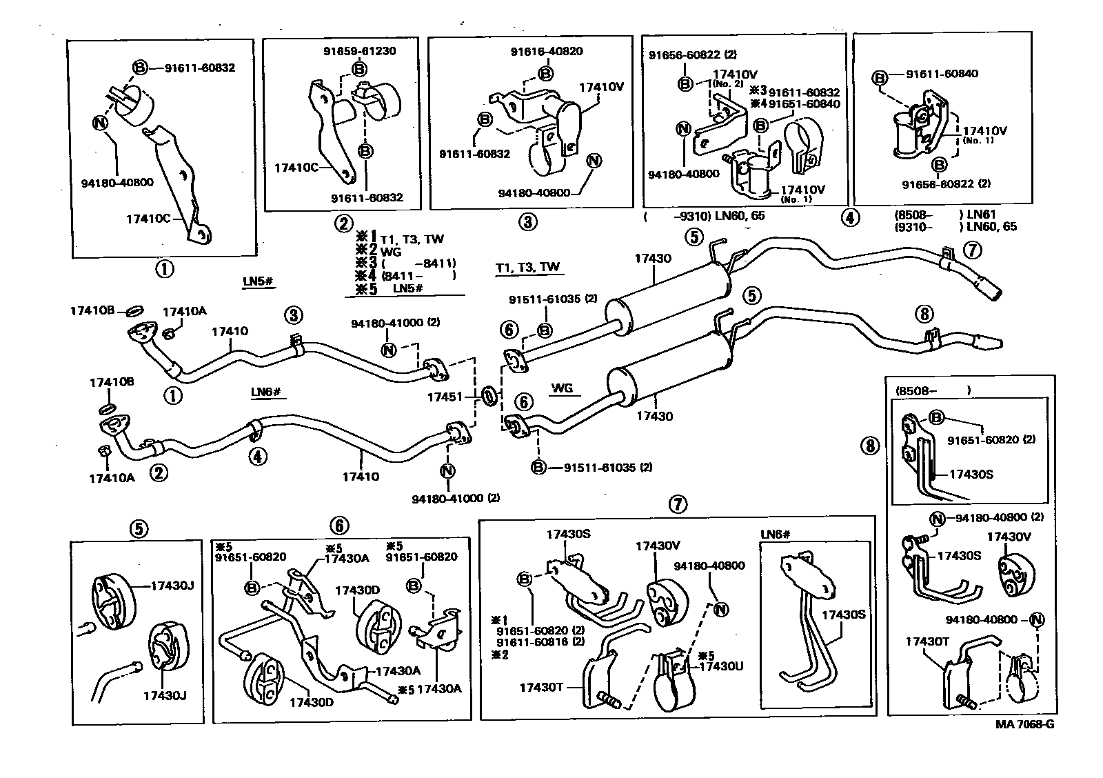 Toyota HILUX Exhaust Pipe EPC diagram — MA7068G