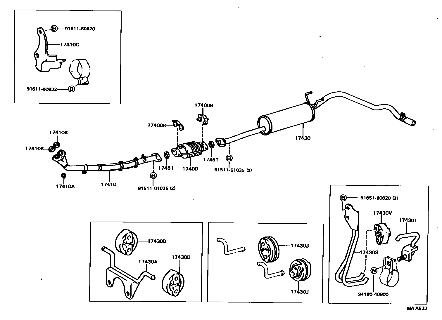 Toyota HILUX Exhaust Pipe EPC diagram — MAA633