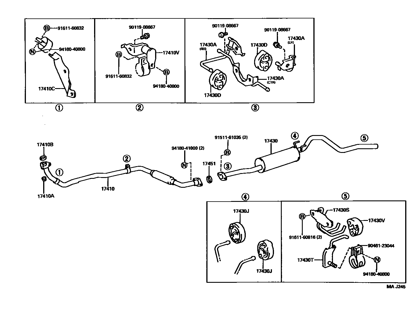 Toyota HILUX Exhaust Pipe EPC diagram — MAJ245