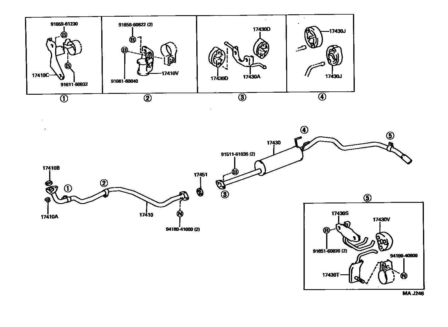 Toyota HILUX Exhaust Pipe EPC diagram — MAJ246