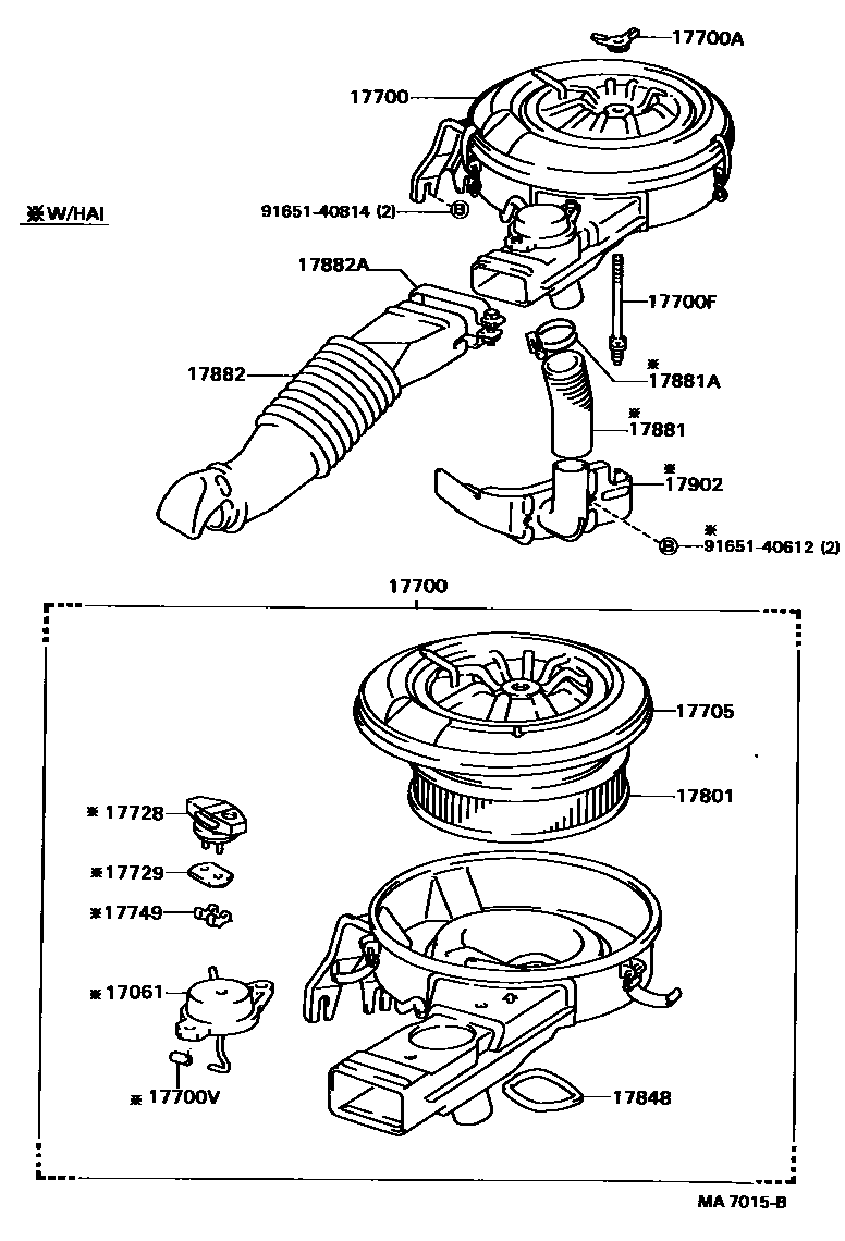 Toyota HILUX Air Cleaner EPC diagram — MA7015B