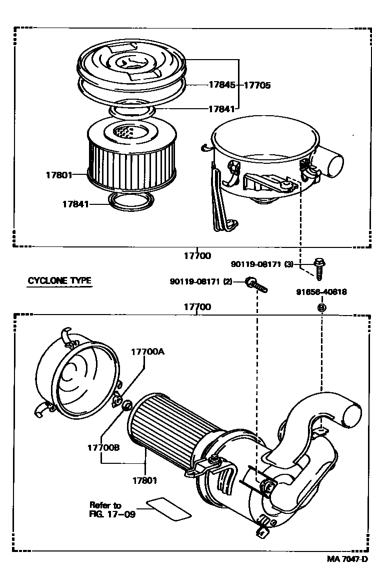 Toyota HILUX Air Cleaner EPC diagram — MA7047D