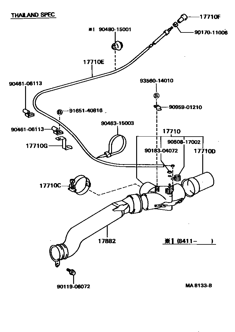 Toyota HILUX Air Cleaner EPC diagram — MA8133B