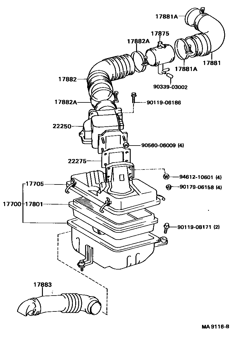Toyota HILUX Air Cleaner EPC diagram — MA9116B