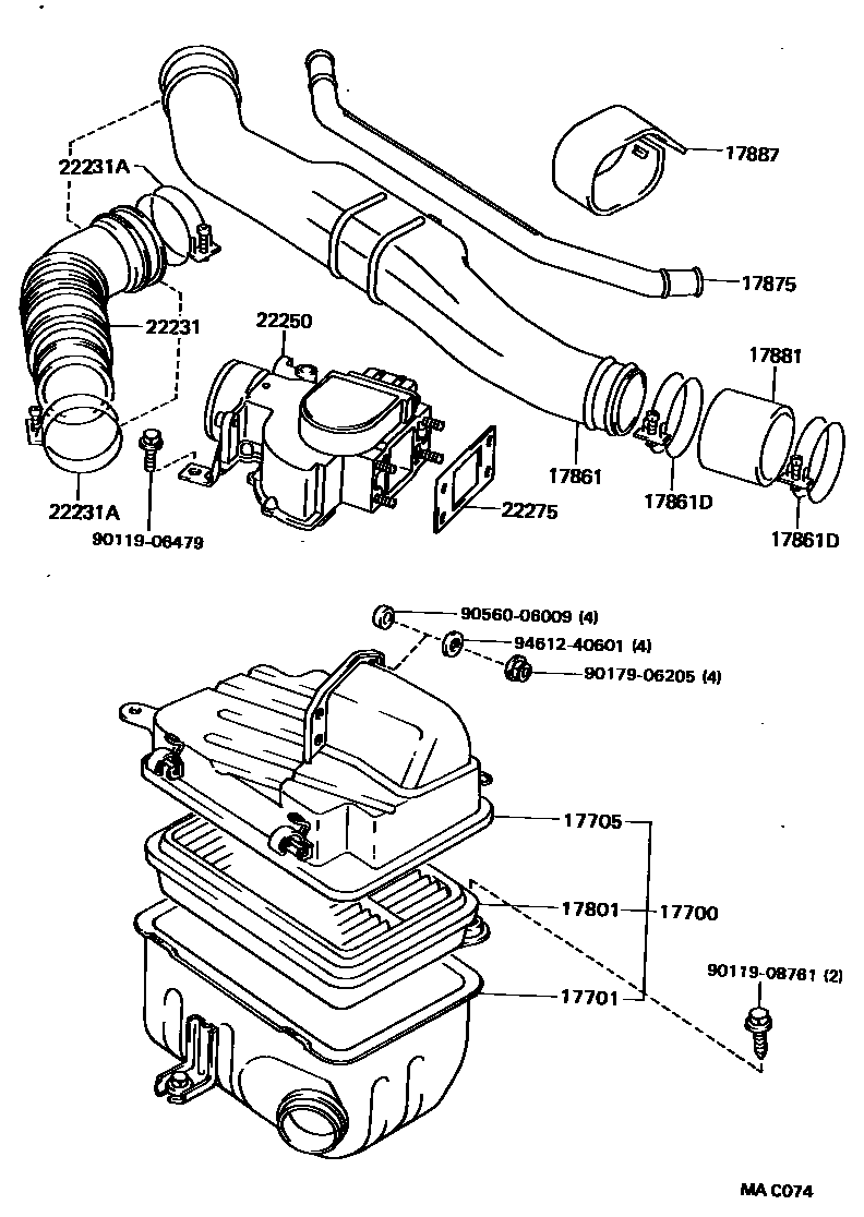 Toyota HILUX Air Cleaner EPC diagram — MAC074