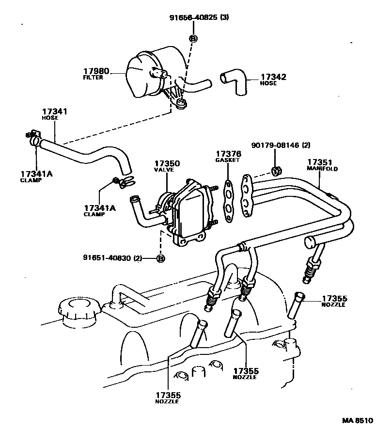 Toyota HILUX 歧管喷气系统 EPC diagram — MA8510