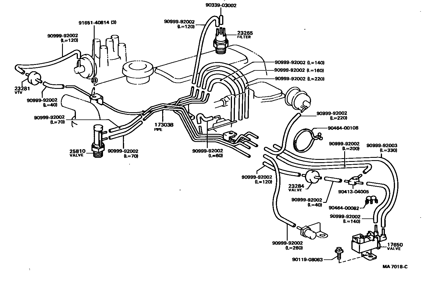 Toyota HILUX vacuum tube EPC diagram — MA7018C