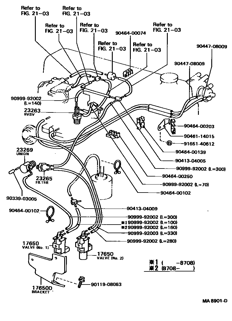 Toyota HILUX vacuum tube EPC diagram — MA8901D
