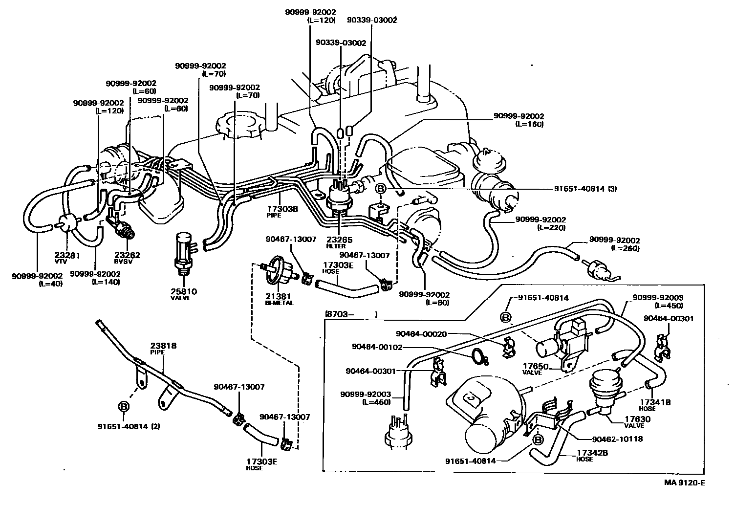 Toyota HILUX vacuum tube EPC diagram — MA9120E