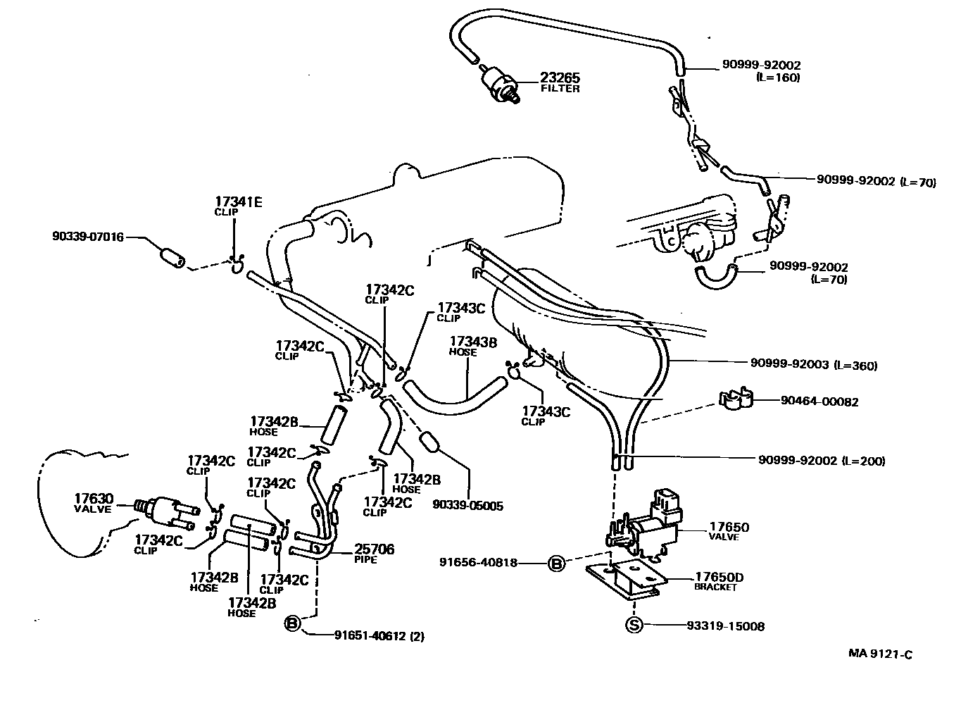 Toyota HILUX vacuum tube EPC diagram — MA9121C