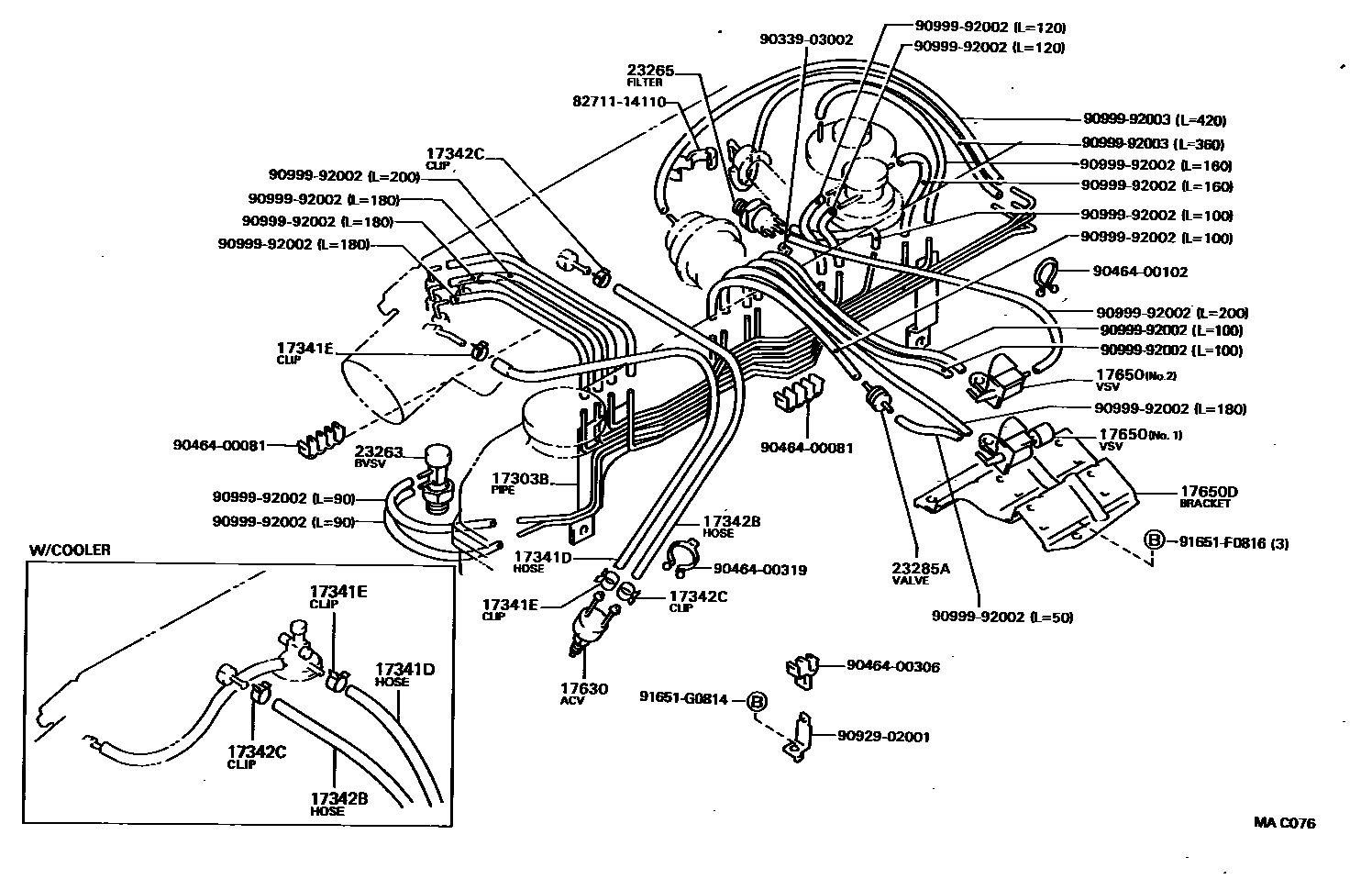 Toyota HILUX vacuum tube EPC diagram — MAC076