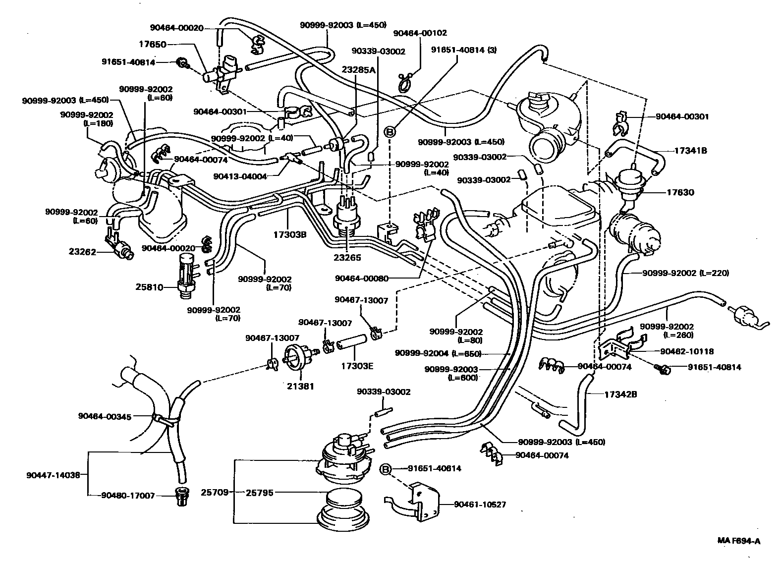 Toyota HILUX vacuum tube EPC diagram — MAF694A