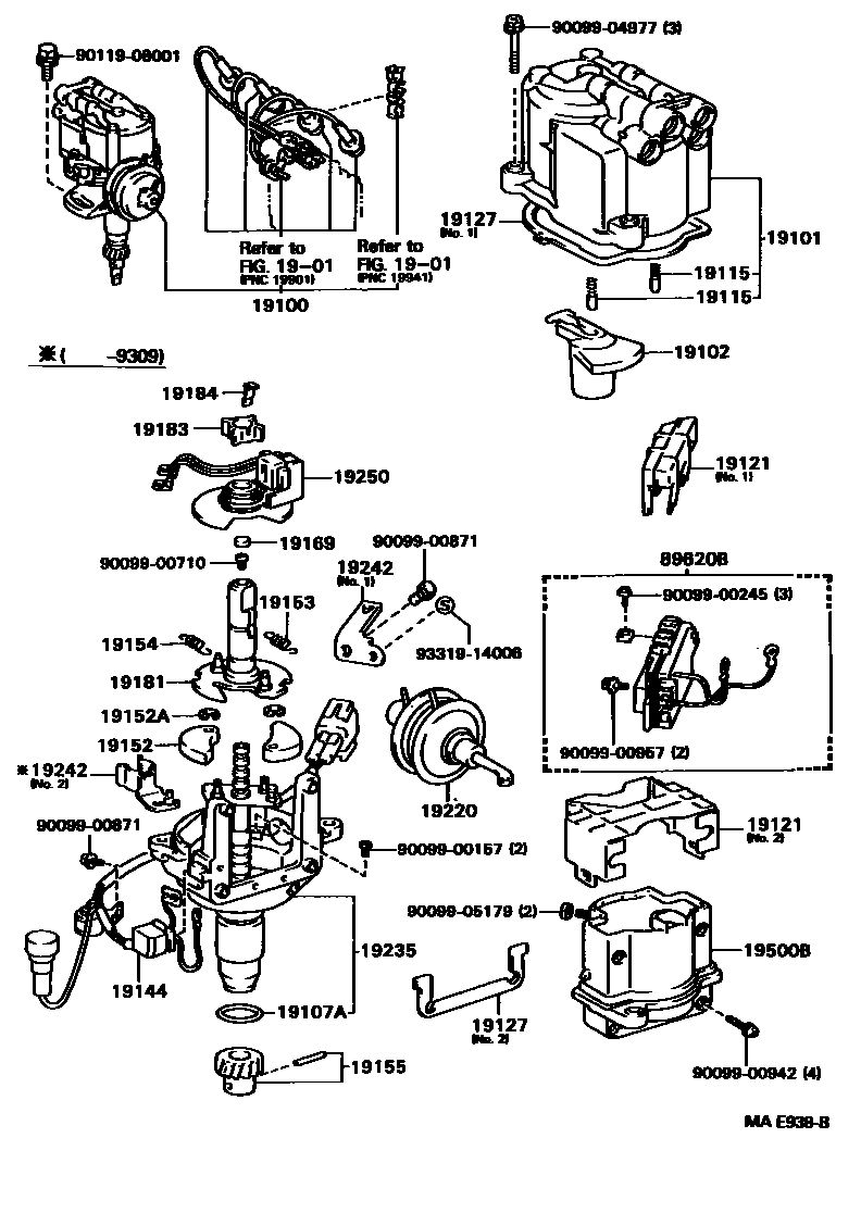 Toyota HILUX 分电器 EPC diagram — MAE938B