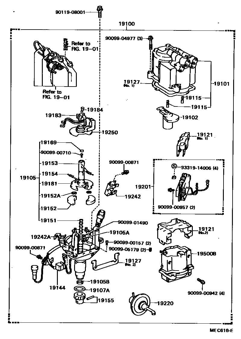 Toyota HILUX 分电器 EPC diagram — MEC616E