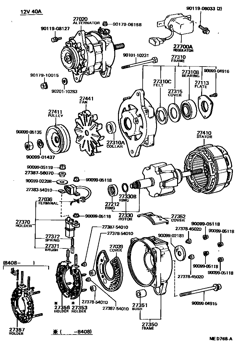 Toyota HILUX Alternator EPC diagram — MED768A