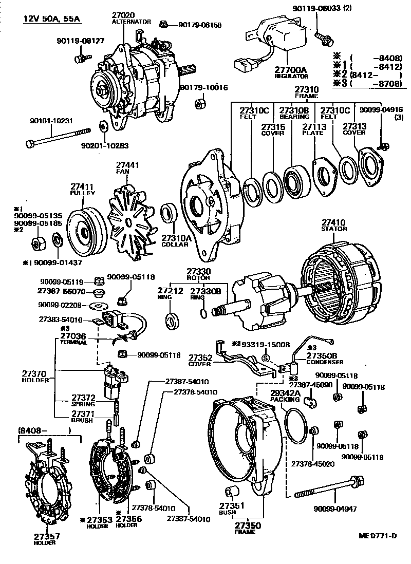 Toyota HILUX Alternator EPC diagram — MED771D