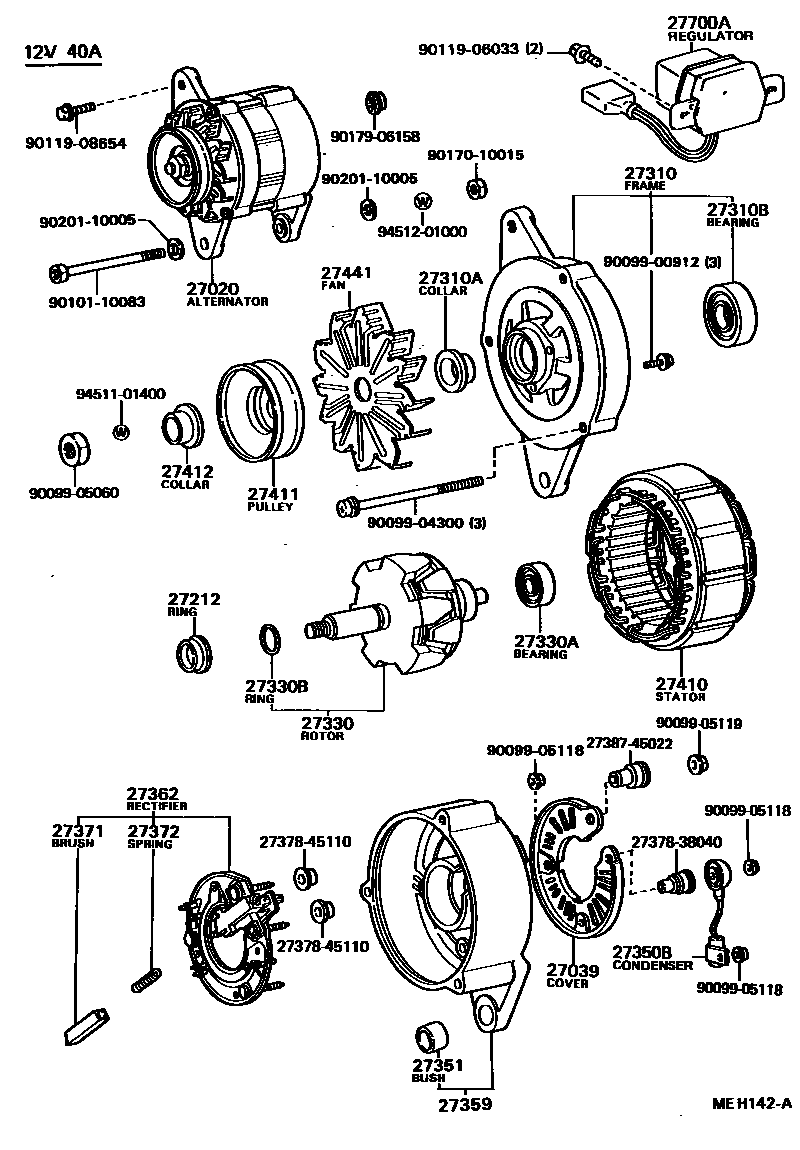 Toyota HILUX Alternator EPC diagram — MEH142A