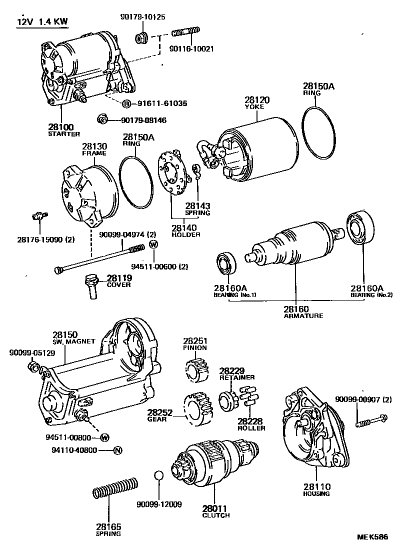 Toyota HILUX 起动机 EPC diagram — MEK586