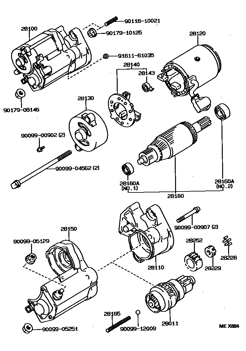 Toyota HILUX 起动机 EPC diagram — MEX684