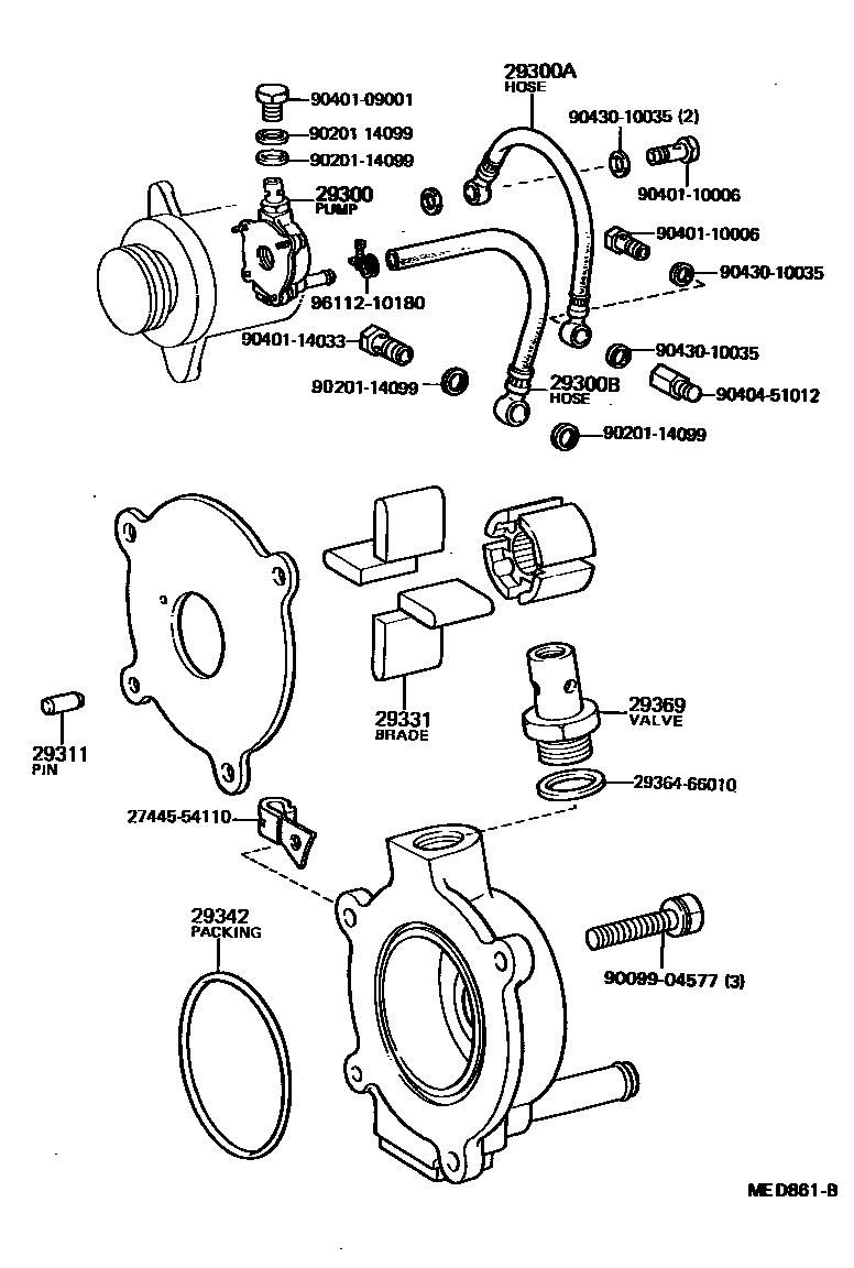 Toyota HILUX 真空泵 EPC diagram — MED861B